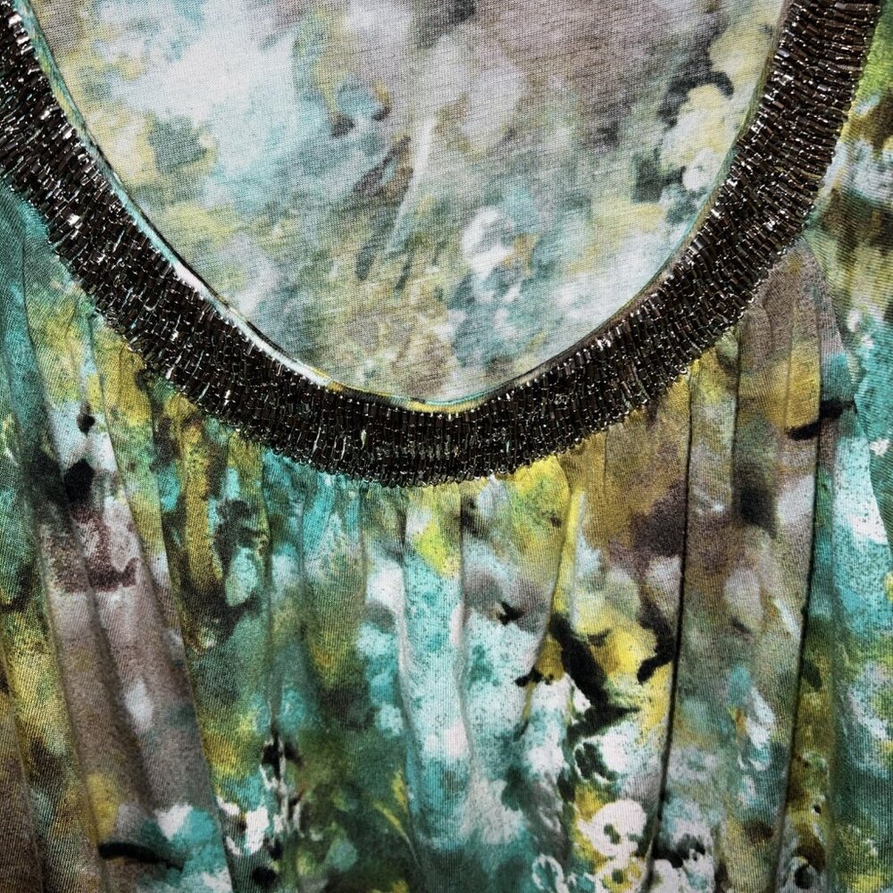 Alfani‎ woman beaded green short sleeve top size 0 X - Picture 2 of 8